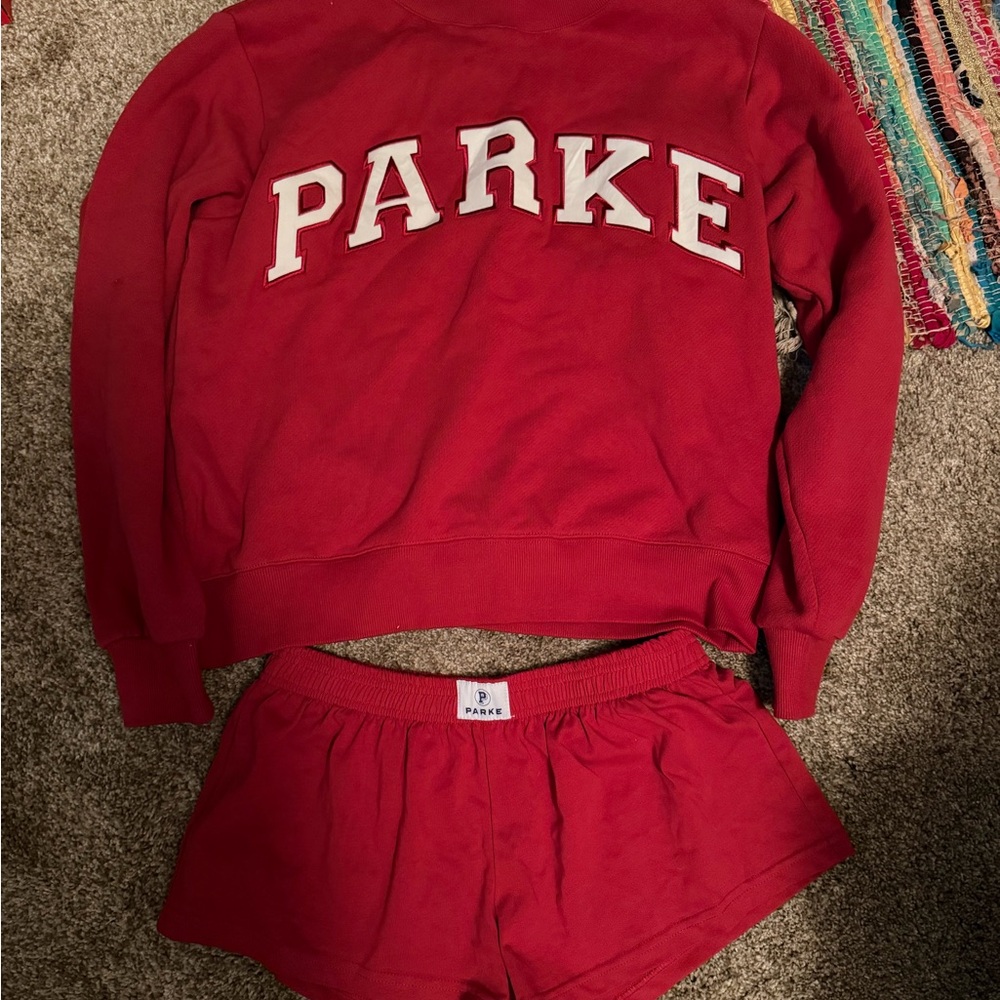 Crimson Red Parke Mockneck with matching shorts